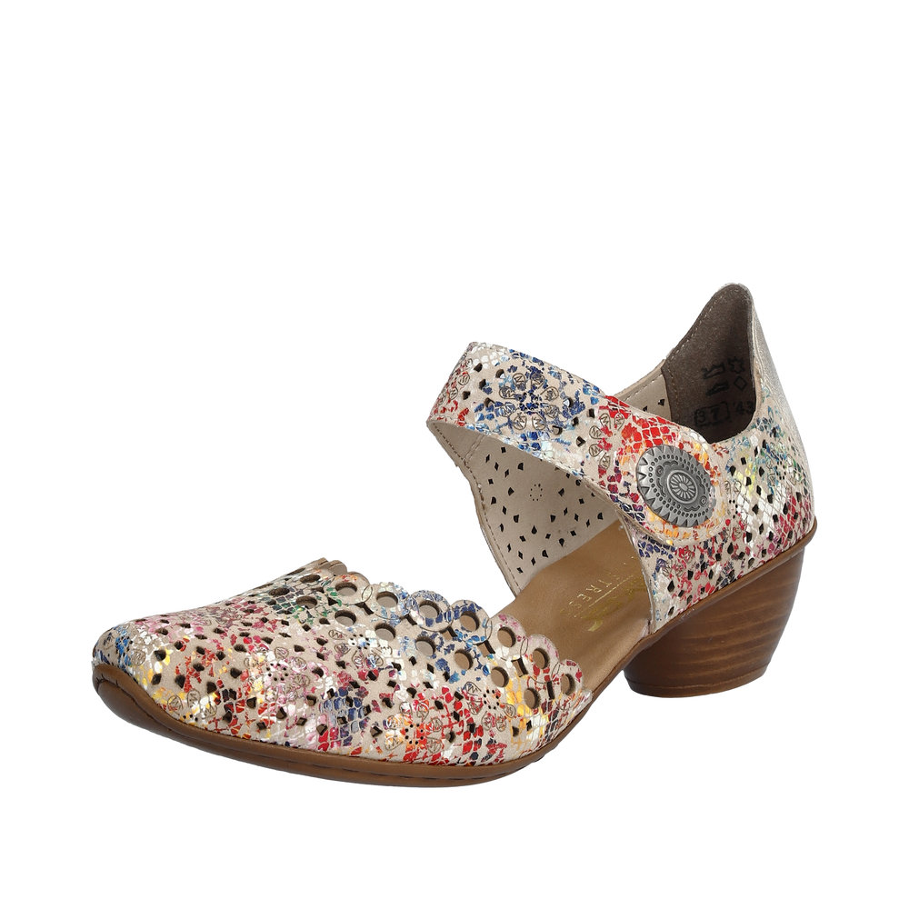 Escarpin ouvert à la cambrure multicolore