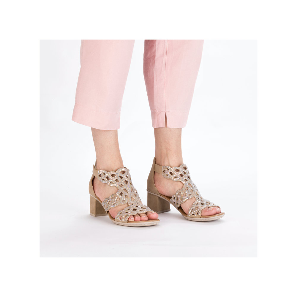 Sandale avec bride cheville beige - 9
